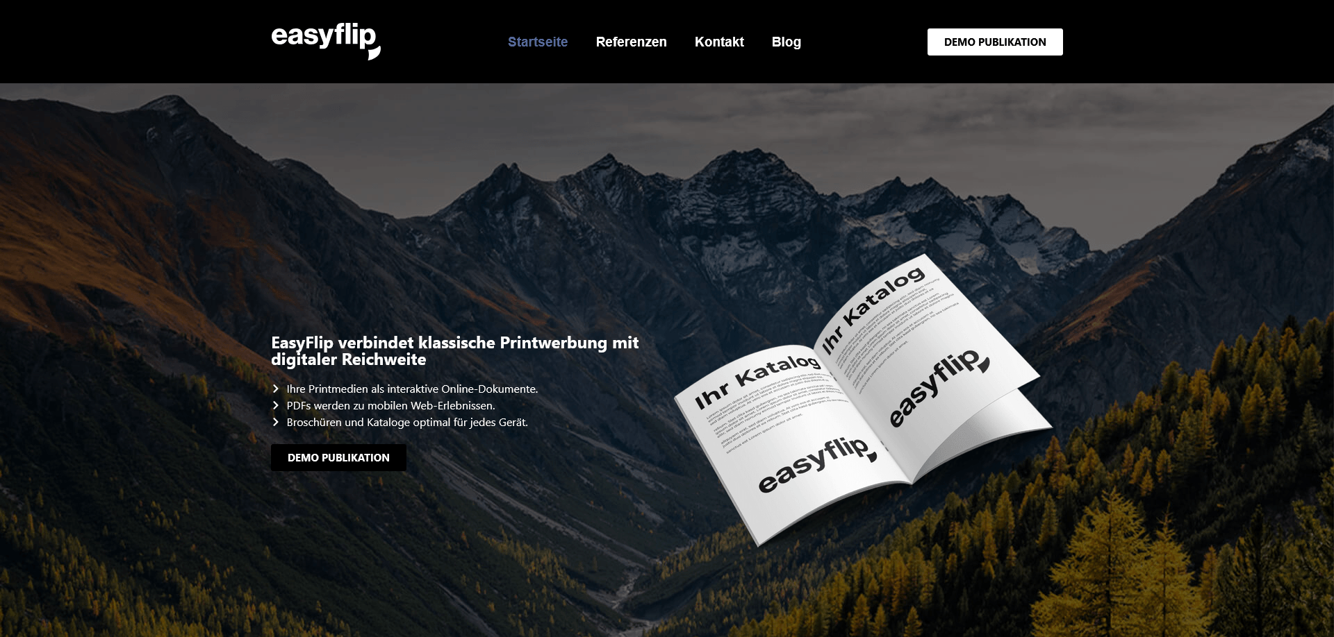 Screenshot der Website easyflip.ch