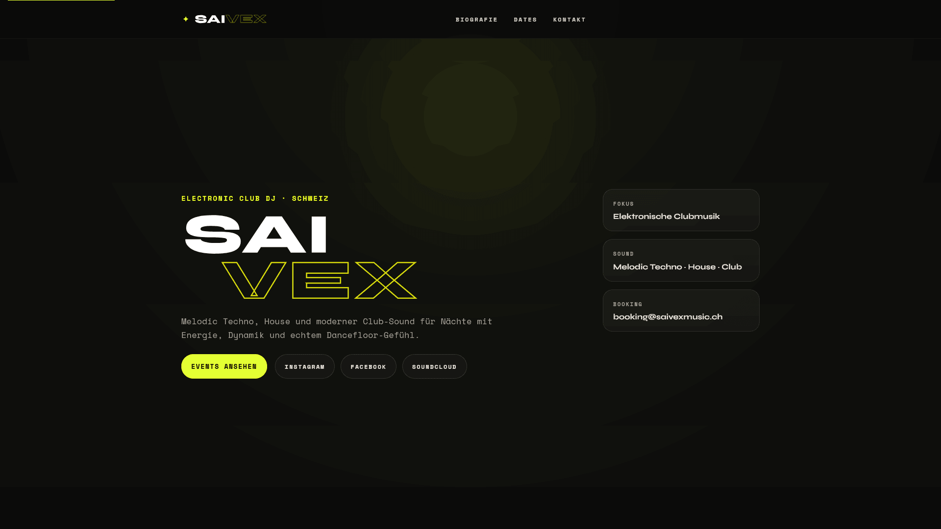 Screenshot der Website saivexmusic.ch